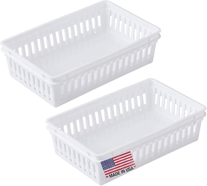 Tribello Plastic Bin Baskets for Organizing, Rectangle 9 x 6 x 2 by Tribello