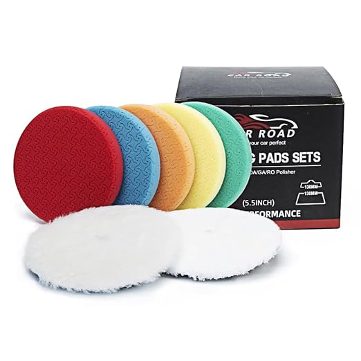 Buffing Polishing Pads 5 Inch, CAR ROAD 7PCs 5.5 Inch Face by CARROAD