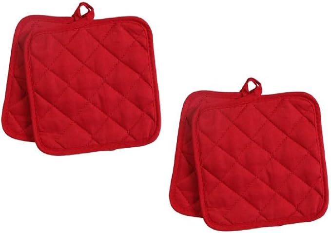 Pack of Four Red Home Store Cotton Pot Holders Reluen by Reluen