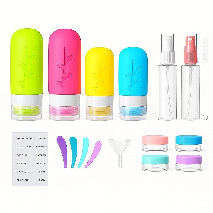 TSA Approved Travel Bottles Set – 18 Piece Leak-Proof Silicone Toiletry Kit - Image 2