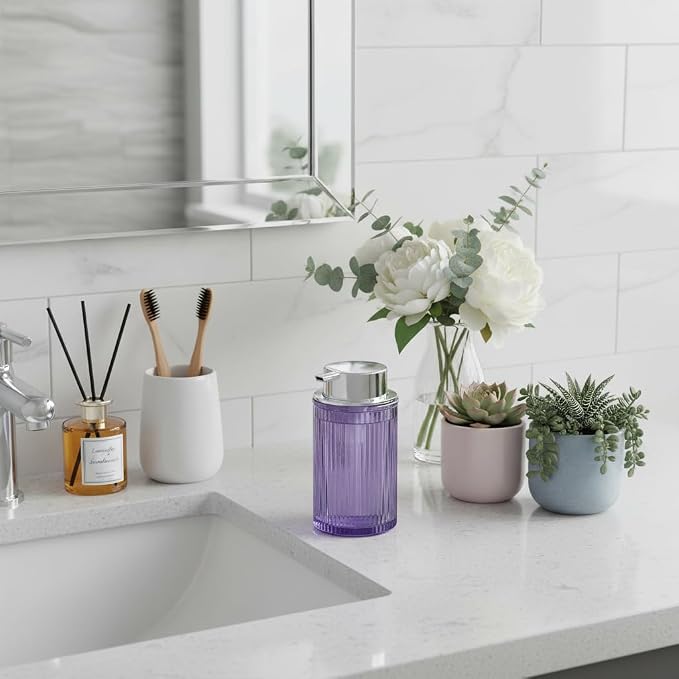 Foaming Soap Dispenser, 12 Oz Purple Glass Foam Hand Soap Dispenser, Refillable - Image 8