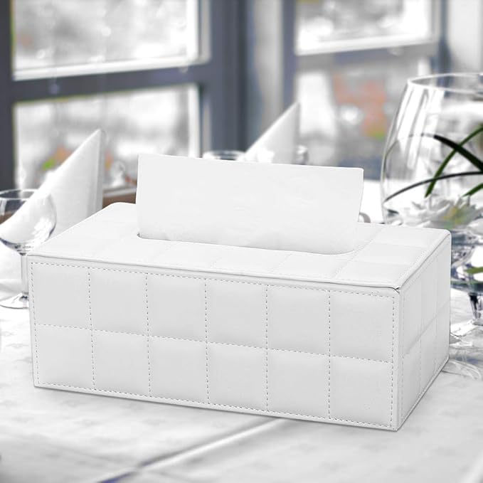 KINGFOM Rectangular Tissue Box Cover, Imitation Suede PU Leather Tissue Box - Image 6