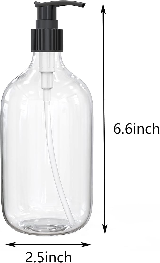 10 Ounce Clear Plastic Pump Bottle Dispenser, Refillable Empty Bottle Container - Image 2