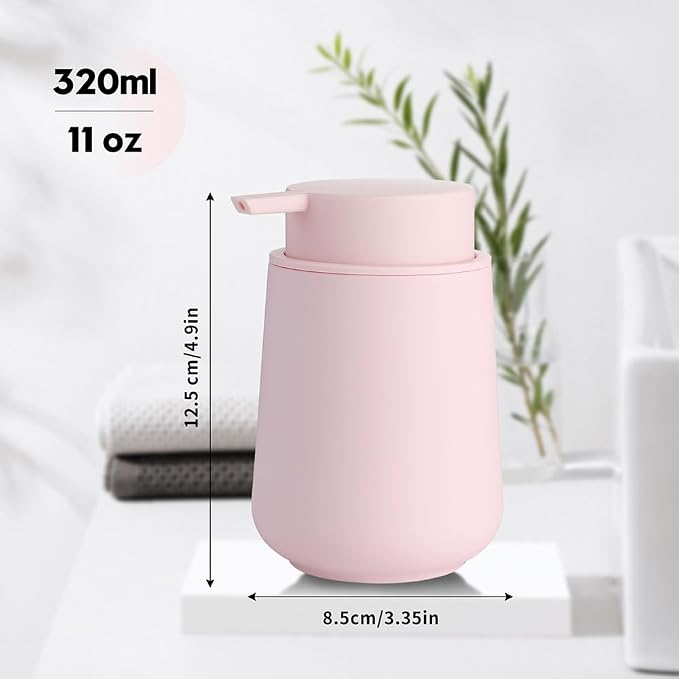 Matte Light Pink Liquid Hand Soap Dispenser Plastic 11 oz - Image 5