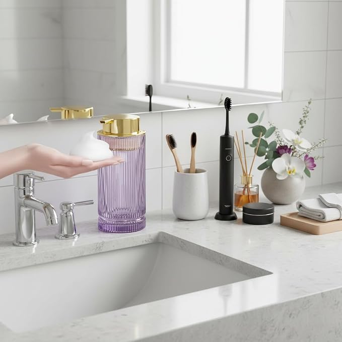 Foaming Soap Dispenser, 14 Oz Bathroom Refillable Liquid Lotion Pump Ribbed - Image 7