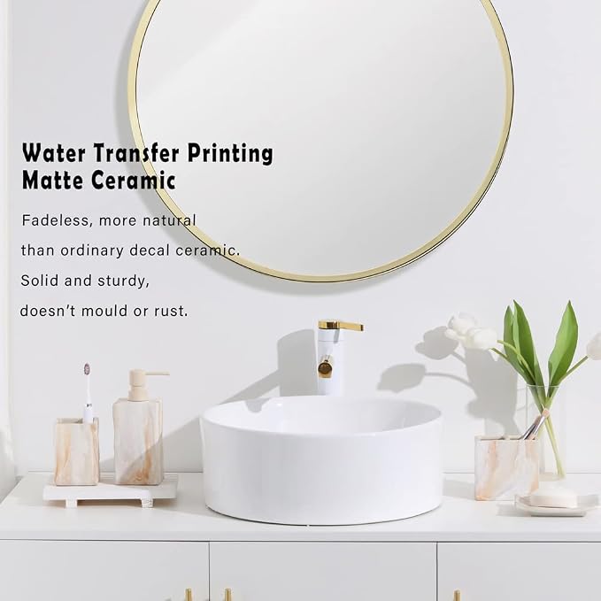 Bathroom Accessories Set 4 Pcs Marble Look Sets Toothbrush Holder Soap - Image 7