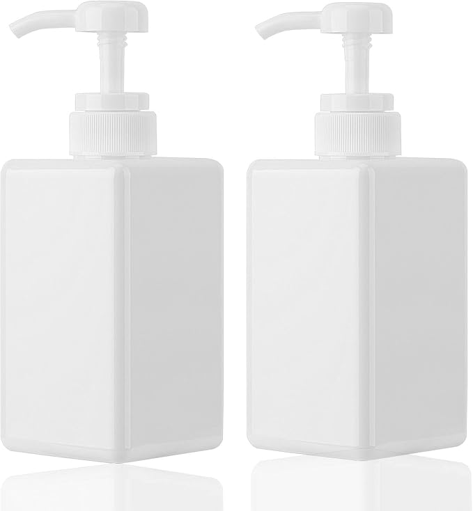 450ml Pump Bottle Dispenser Jansburg 2Pack Refillable Square Plastic Lotion by Jansburg