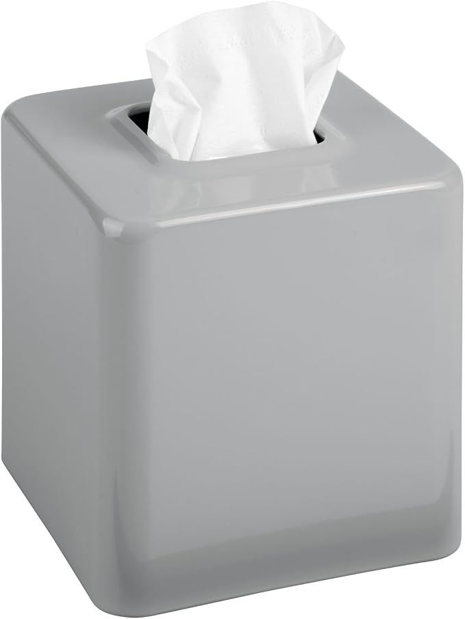 mDesign Metal Square Tissue Box Cover, Modern Facial Paper Holder by mDesign