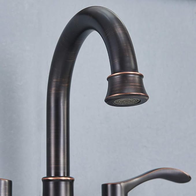 Lead-Free Antique 2 Handle Oil Rubbed Bronze Bathroom Sink Faucet, 360° Swivel - Image 4