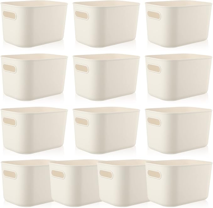 Zopeal Plastic Storage Bins 10 Pcs White Pantry Organizer Bins Small Baskets by Zopeal