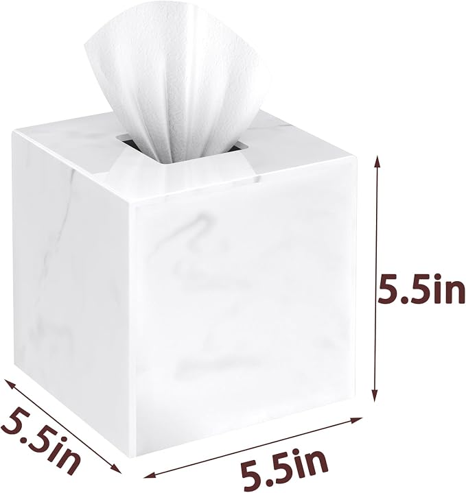 SILUT Tissue Box Cover Square, Marble Texture Tissue Box Holder, Decorative - Image 8