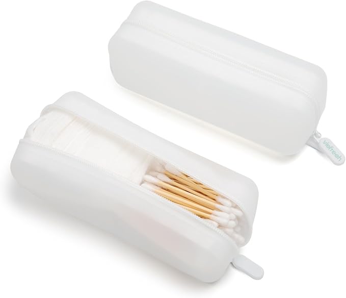 Cotton Pad Swab Travel Case – 2-in-1 Portable Waterproof Qtips Dispenser - Image 2