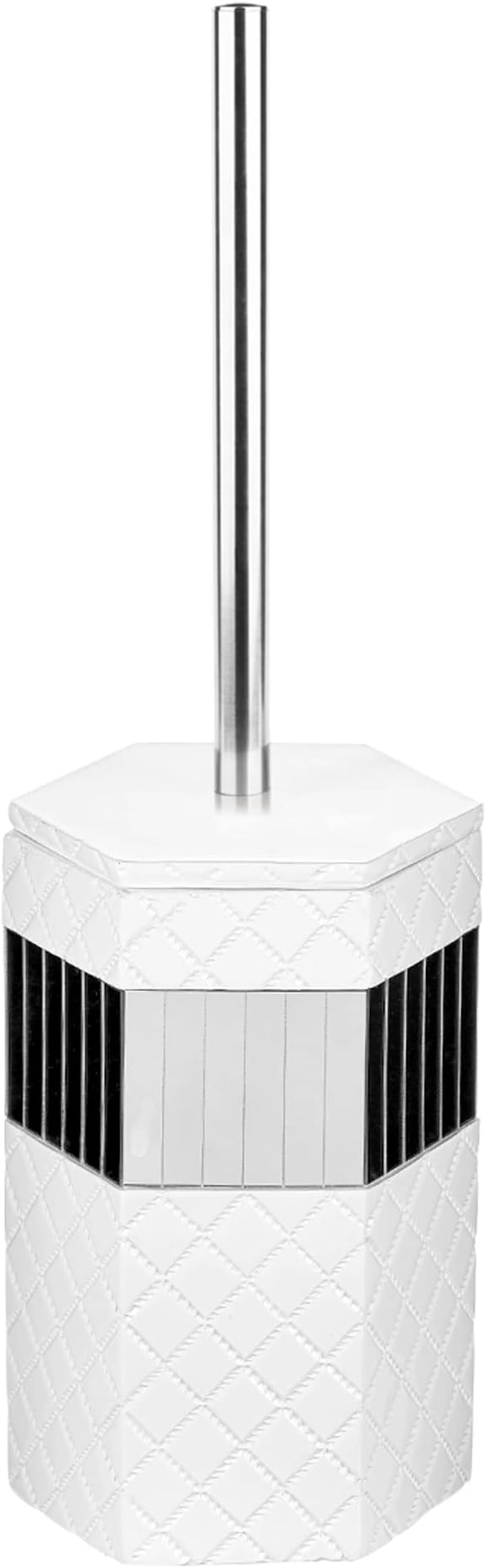 Creative Scents Quilted Mirror Bathroom Toilet Brush Set - Image 4