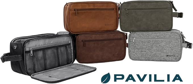 PAVILIA Toiletry Bag for Men, Travel Essentials Shaving Dopp Kit, Mens Travel - Image 7