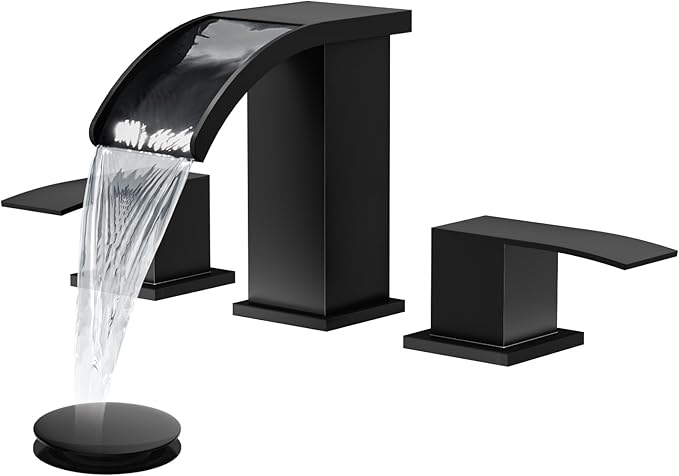 gotonovo Waterfall 8 inch Widespread Bathroom Faucet Set Bathroom Sink Faucet 3 by HOME