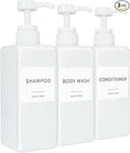 Shampoo and Conditioner Dispenser, Refillable Plastic Shampoo Pump Bottles by Lewistin