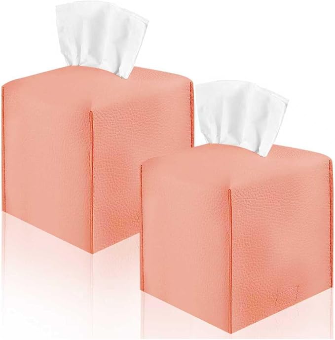 2 Pack, VIVIDLY Tissue Box Cover Holder, Square Modern PU Leather Tissue Box by VIVIDLY