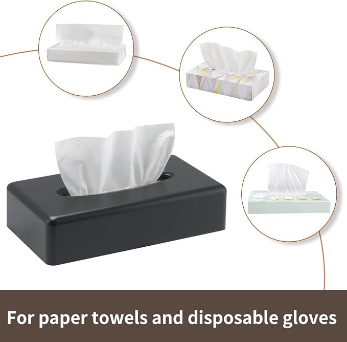 Tissue Box Cover, Rectangular Black Wall Mounted Facial Paper Holder Dispenser - Image 5