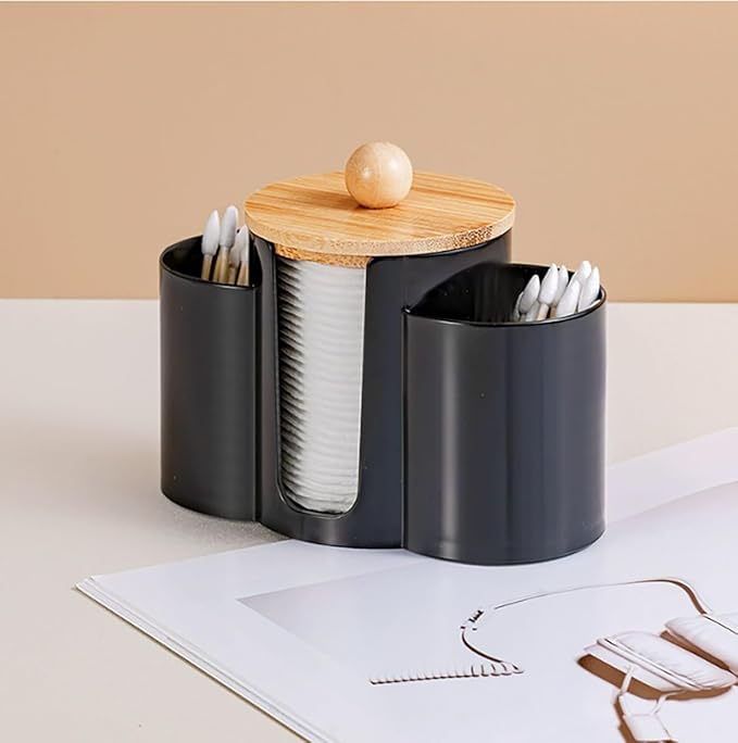 3-in-1 Q-Tip Holder for Bathroom – Premium Vanity Organizer Canister by Unknown