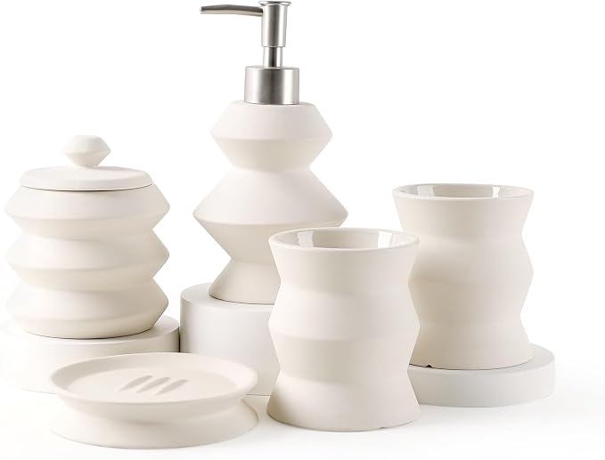 Bathroom Accessory Set 5PCS, Unique Design Small Bathroom Accessories Sets by ANTISSHOME