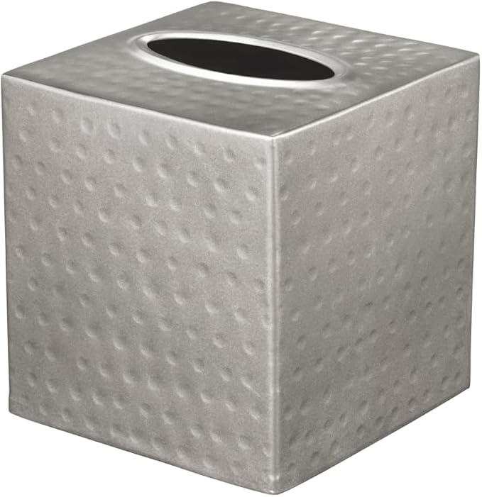 Monarch Abode Tissue Box Cover Square – Hand Hammered Pewter Metal Tissue by MonarchAbode