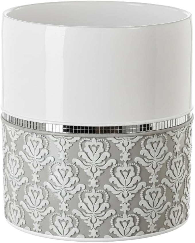 Creative Scents Mirror Damask Small Bathroom Trash Can 1.58 Gal / 6L by CreativeScents