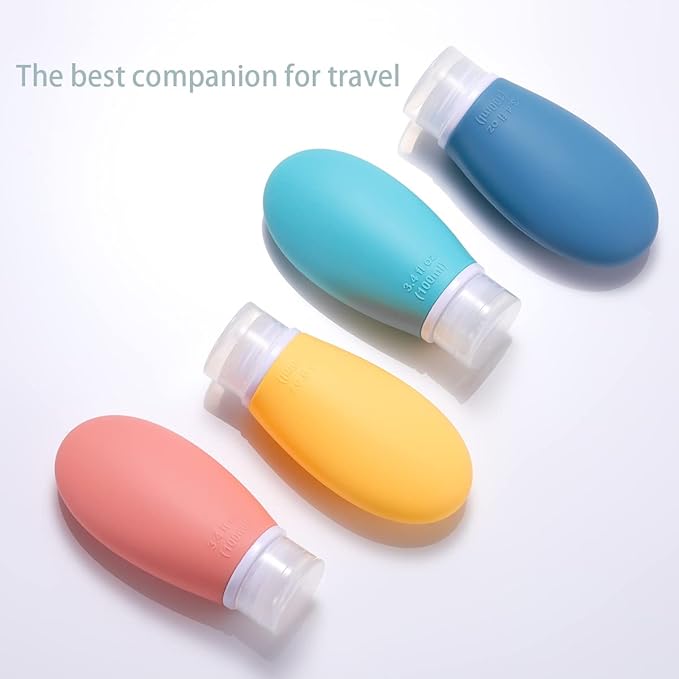 Silicone Travel Bottles, 4 Pack 3.4oz Leak Proof Liquid Squeezable Refillable - Image 3