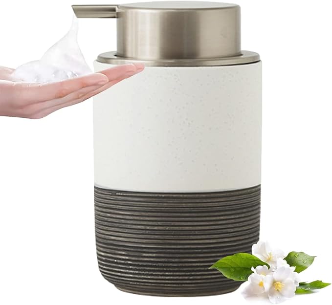 Ceramic Foam Hand Soap Dispenser, 12Oz Countertop Lotion Dispensers by Axcvveiyi