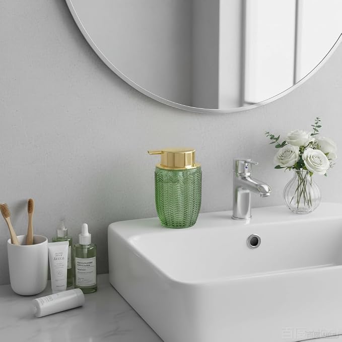 Green Foaming Soap Dispenser, Glass Foam Hand Soap Dispenser - Image 3
