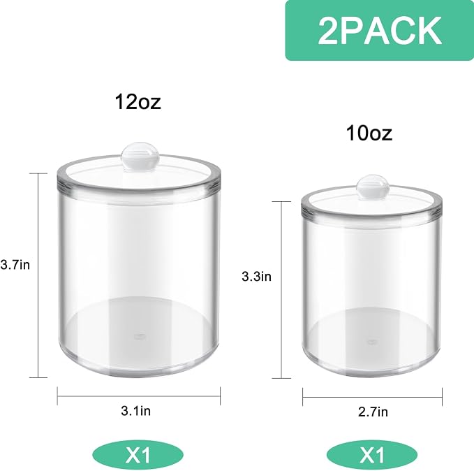 2 Pack Cotton Swab Holder, Transparent Acrylic Organizer - Image 2