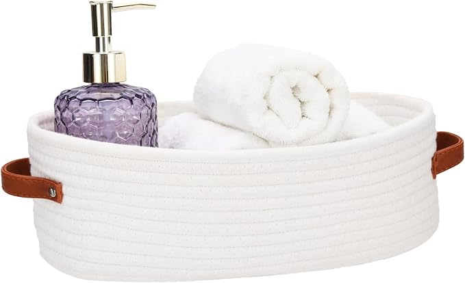 Bathroom Countertop Organizer Basket, Cotton Rope Woven Storage Basket Toilet by HLWDFLZ