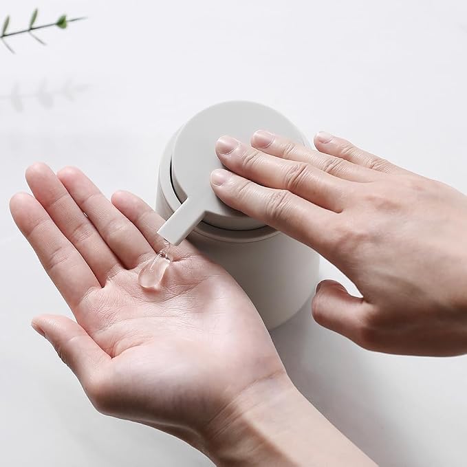 Matte Beige Liquid Hand Soap Dispenser Plastic 11 oz - Image 4