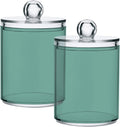 Teal Green Retro Qtip Holder Organizer Dispenser Cotton Swabs Cans Plastic Jars by SHJI