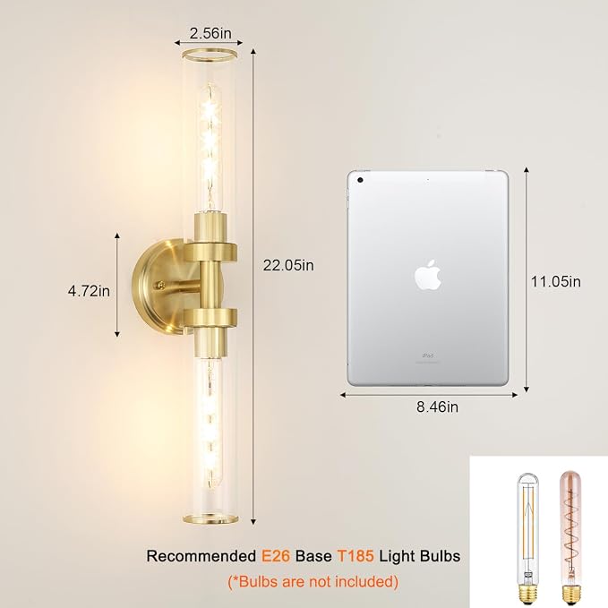 Antique Gold Wall Sconces Set of 2, Modern Bathroom Vanity Lights - Image 6
