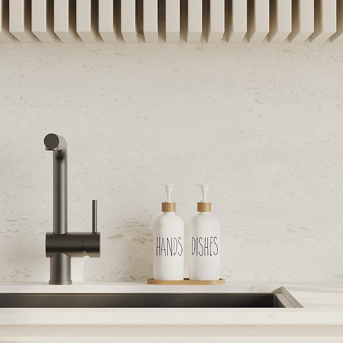 Dish Soap Dispenser for Kitchen Sink.Glass Hand Soap Dispenser, Modern - Image 4