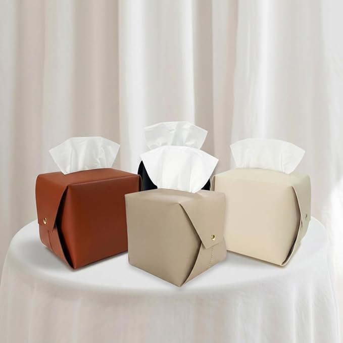 Tissue Box Cover Square, Leather Tissue Holder Organizer - Image 7