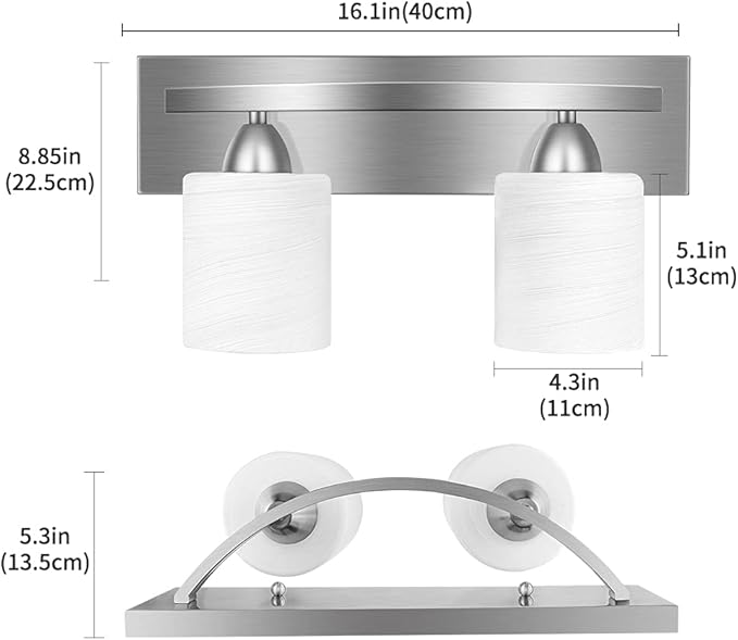 PARTPHONER - Bathroom Vanity Light Fixture - Over Mirror - Modern Glass Shade - - Image 3