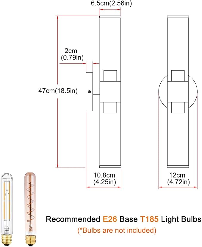 Brushed Nickel Bathroom Sconces Set of 2, Modern Wall Sconce Lighting - Image 7