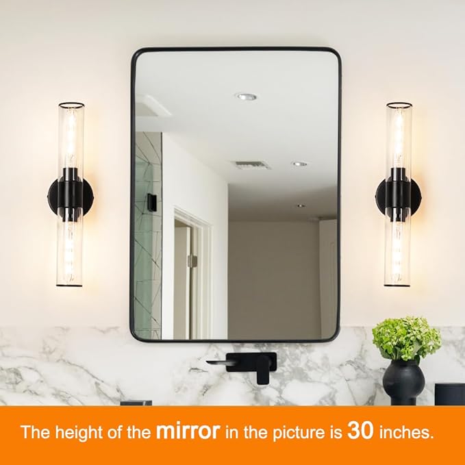 Matte Black Bathroom Sconces Wall Lighting, 2 Light Hardwired Bathroom Vanity - Image 2