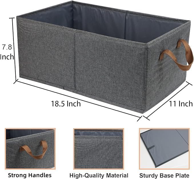 Pack of 3 Large Capacity Storage Bins Closet Organizer System, Sturdy Foldable - Image 2