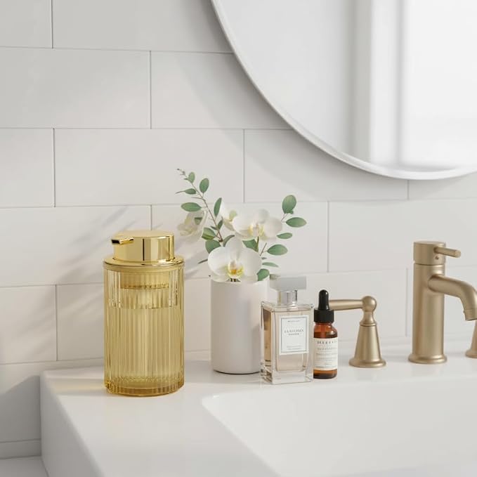 Foaming Soap Dispenser, 12 Oz Amber Glass Foam Hand Soap Dispenser, Refillable - Image 2