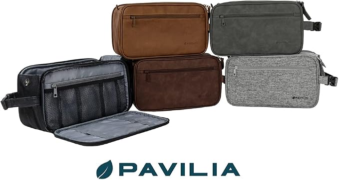 PAVILIA Toiletry Bag for Men, Travel Essentials Shaving Dopp Kit, Mens Travel - Image 7