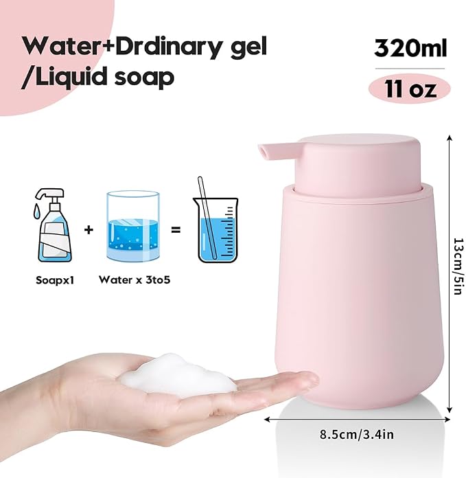 Matte Light Pink Foaming Hand Soap Dispenser Plastic 11 oz - Image 4