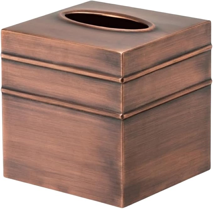 Monarch Abode Tissue Box Cover Square – Handcrafted Border Embossed Antique by MonarchAbode