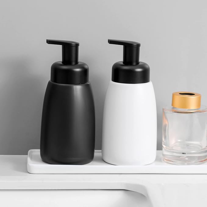 UUJOLY Foaming Hand Soap Dispenser, Ceramic Jar, 2 Pack - Image 4
