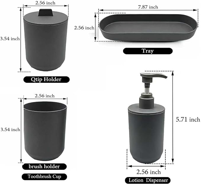 LGURT-4-piece Set of Bathroom Accessories, Plastic Bathroom Accessories - Image 2