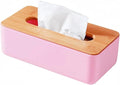 Tissue Box with Bamboo Cover, Plastic Kleenex Organizer, Bathroom Tissue by YWHWXB