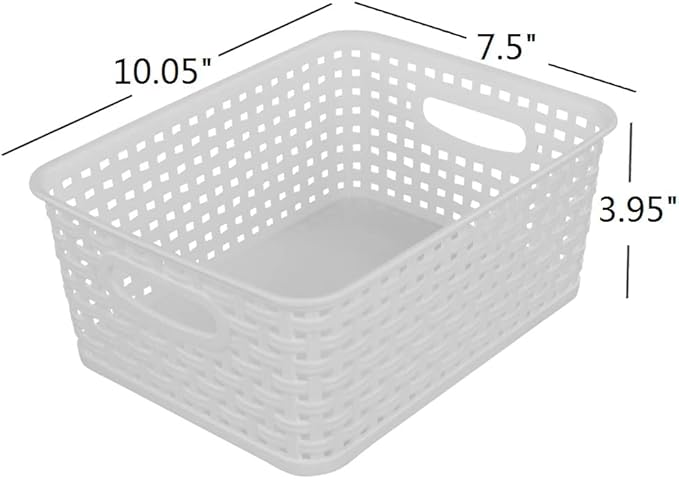 Sandmovie White Plastic Rattan Storage Baskets, 6 Packs - Image 3