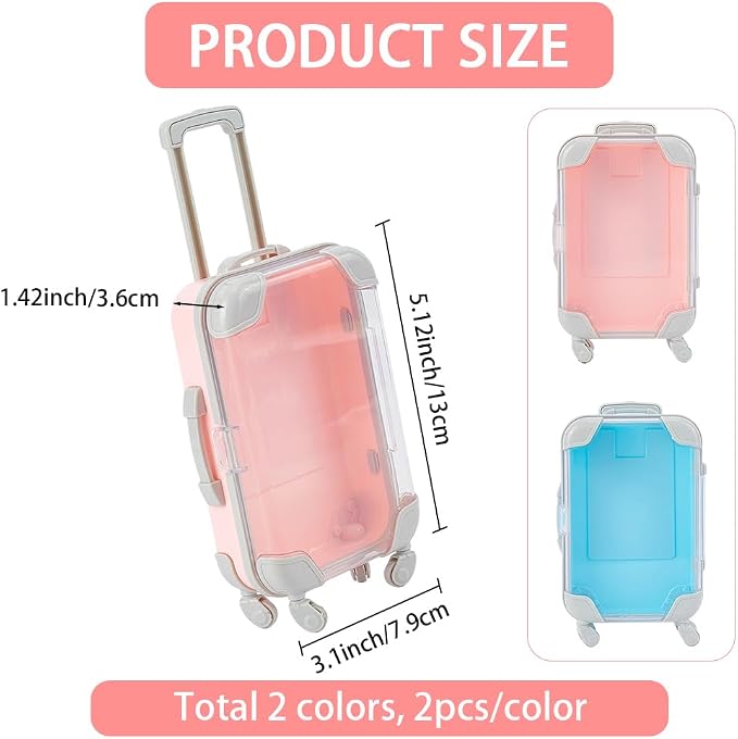 4Pcs 2 Colours Mini Suitcase Party Favor Gift Box Plastic Mini Luggage Empty - Image 2