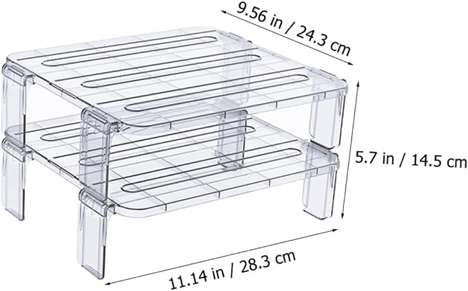 2pcs stacking shelf freezer rack Kitchen Storage Rack foldable cabinet shelf - Image 2